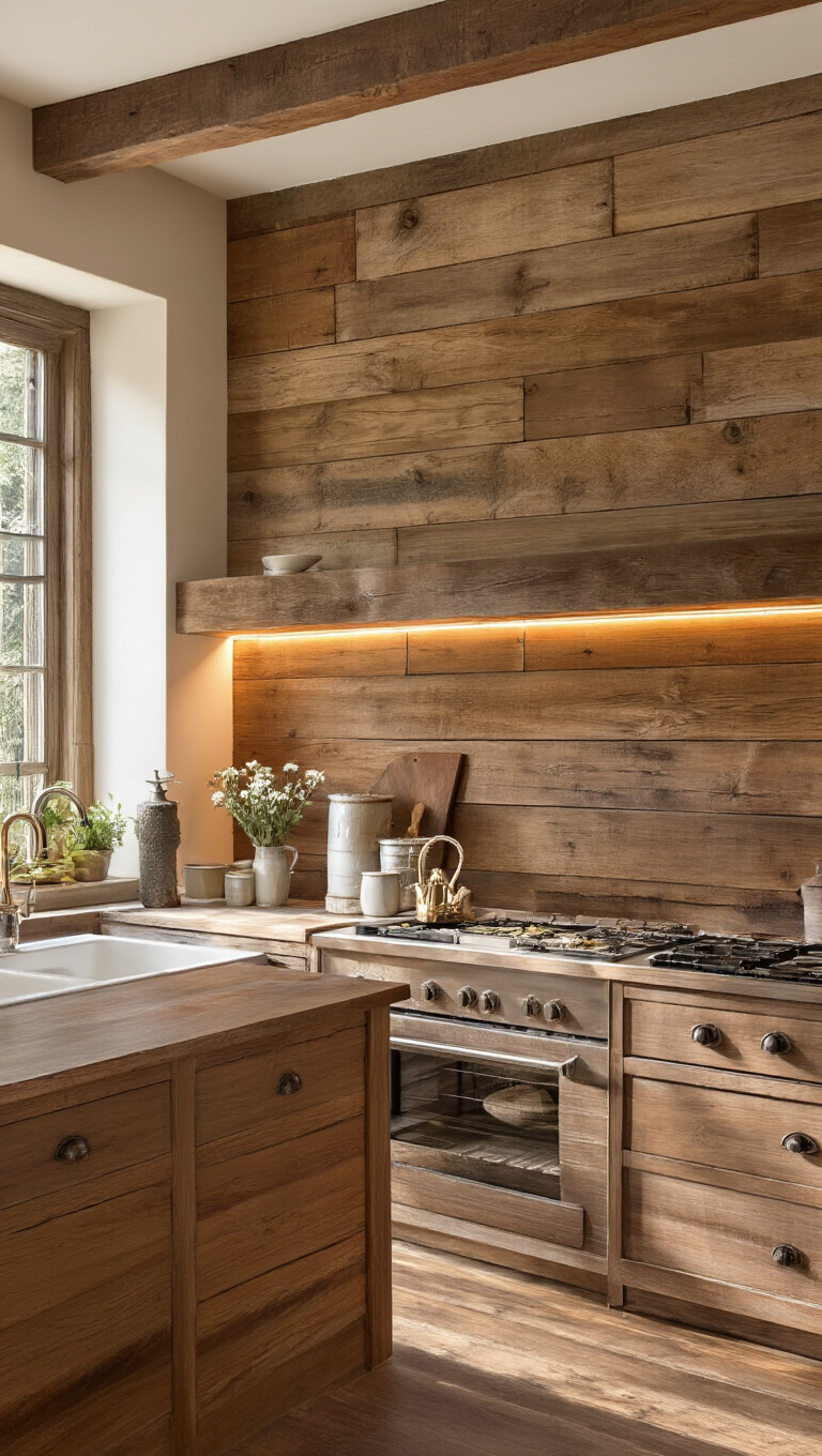 3. Reclaimed Wood Panels for a Warm, Inviting Touch