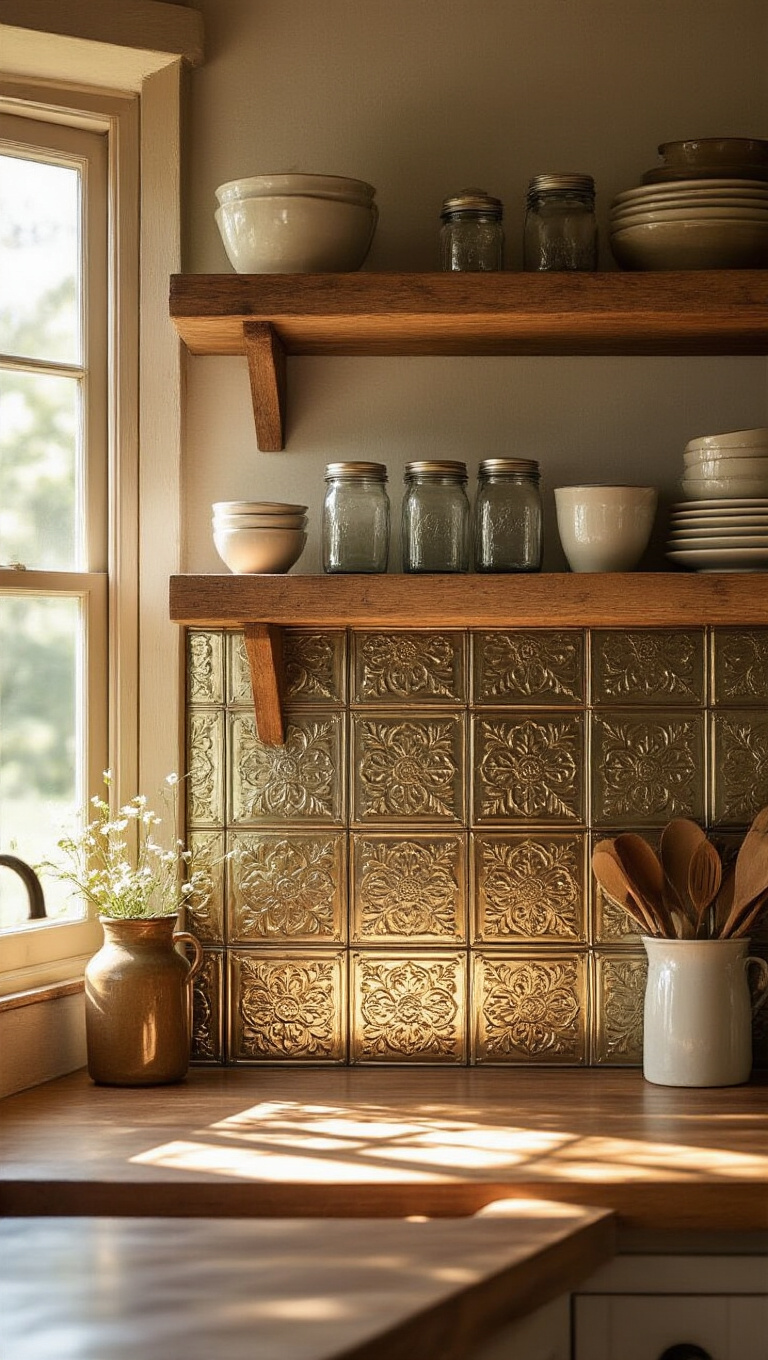 4. Vintage Tin Tiles for a Nostalgic Touch