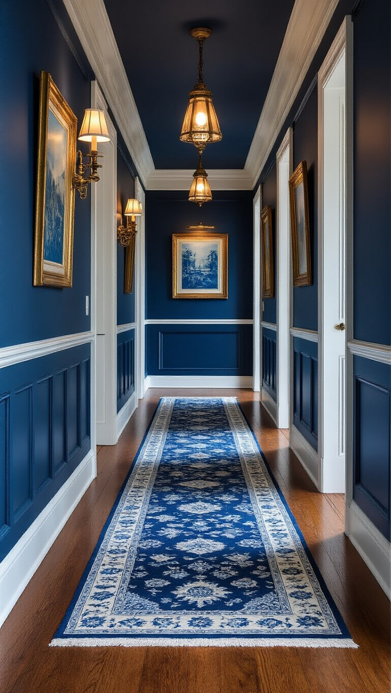 5. Vintage Charm with Navy Blue and White Accents