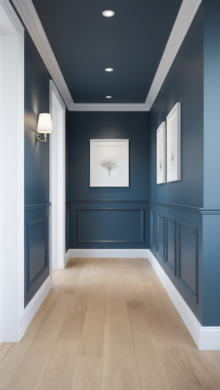 6. Classic Coordination with Slate Blue and Crisp White Accents