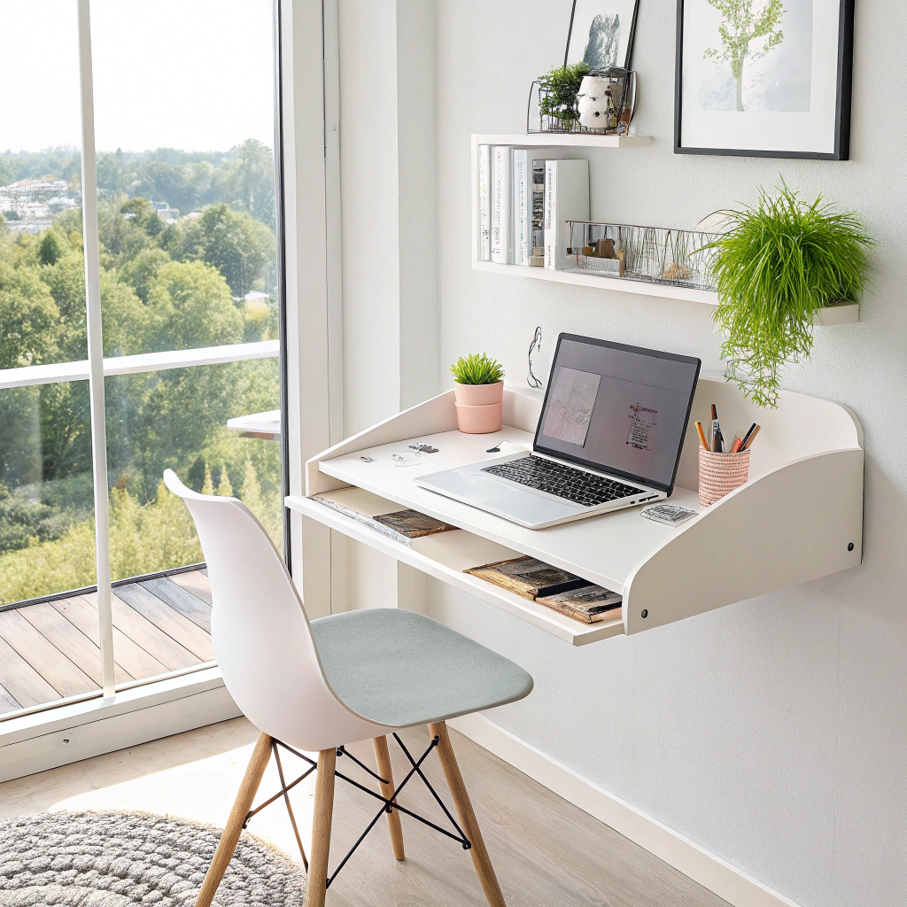16. Minimalist Elegance with a Floating Desk