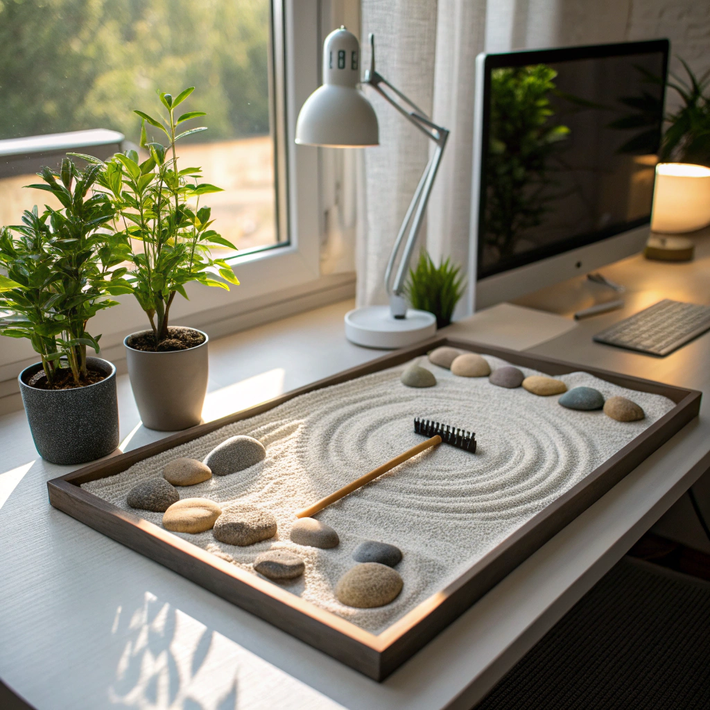 18. Zen Garden Desk Setup