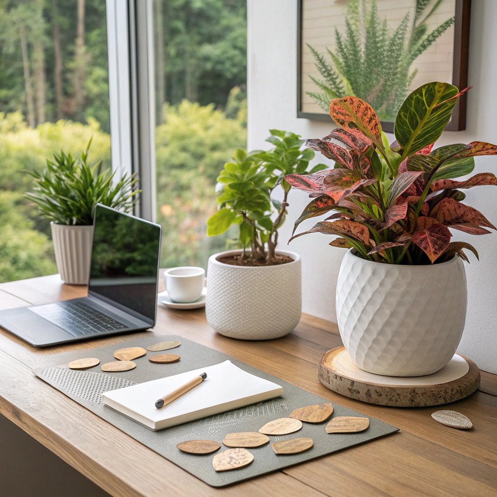 20. Nature-Inspired Home Office Desk Setup