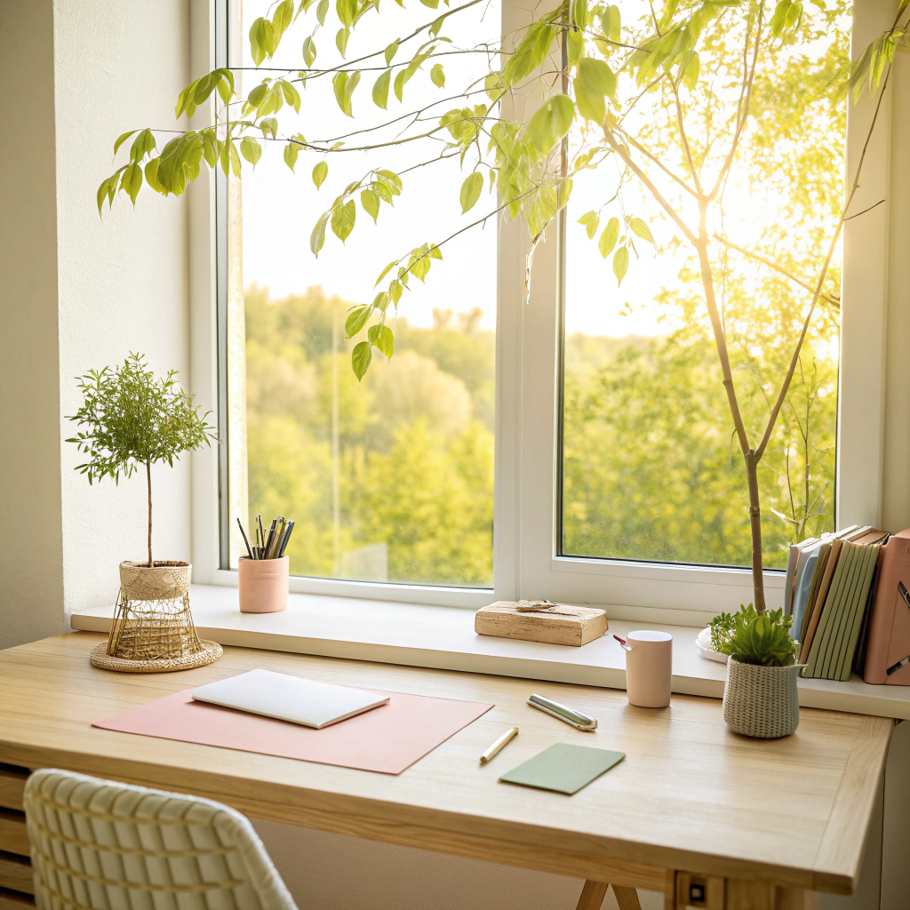 4. The Minimally Inviting Window Office Desk