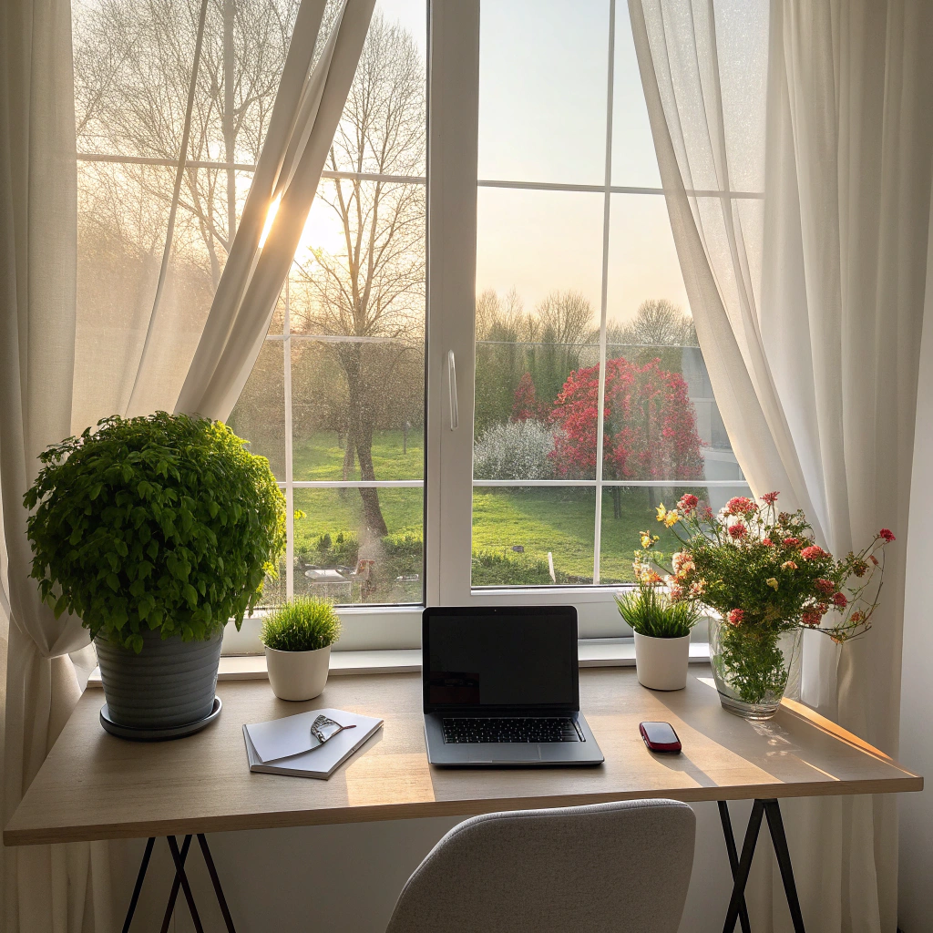 7. Window Office Desk: Nature Meets Productivity
