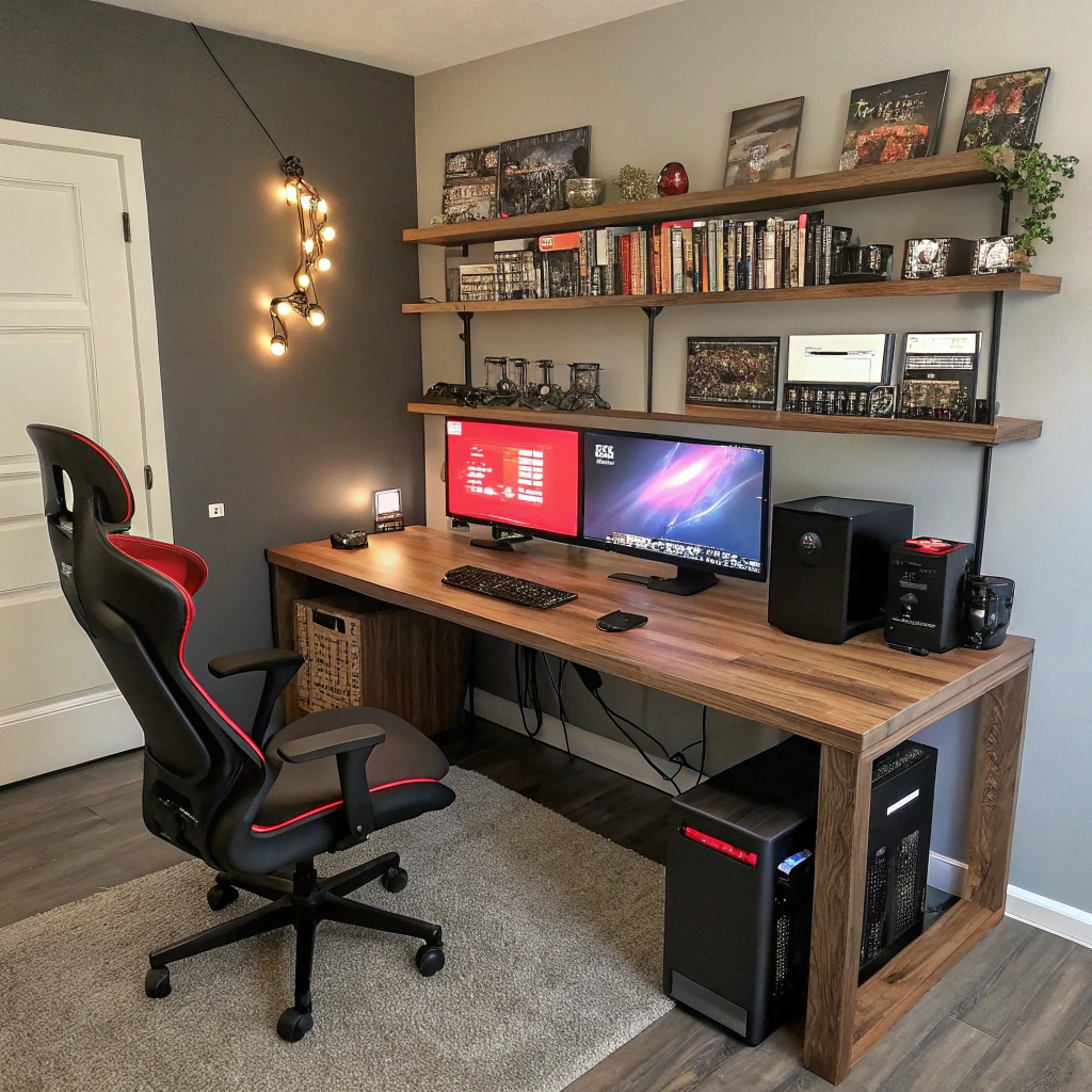 17. Elevated Home Office with Gaming Nook