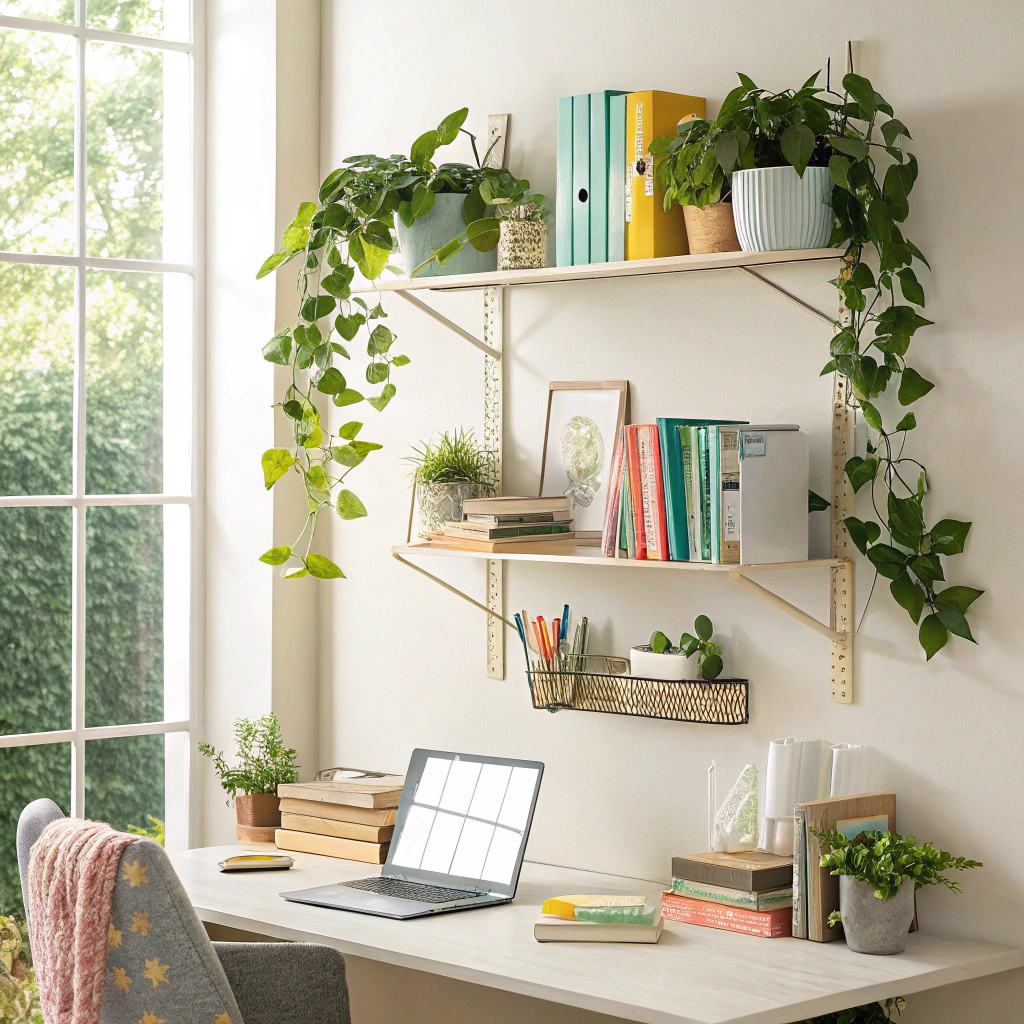 11. Floating Shelves for Vertical Storage