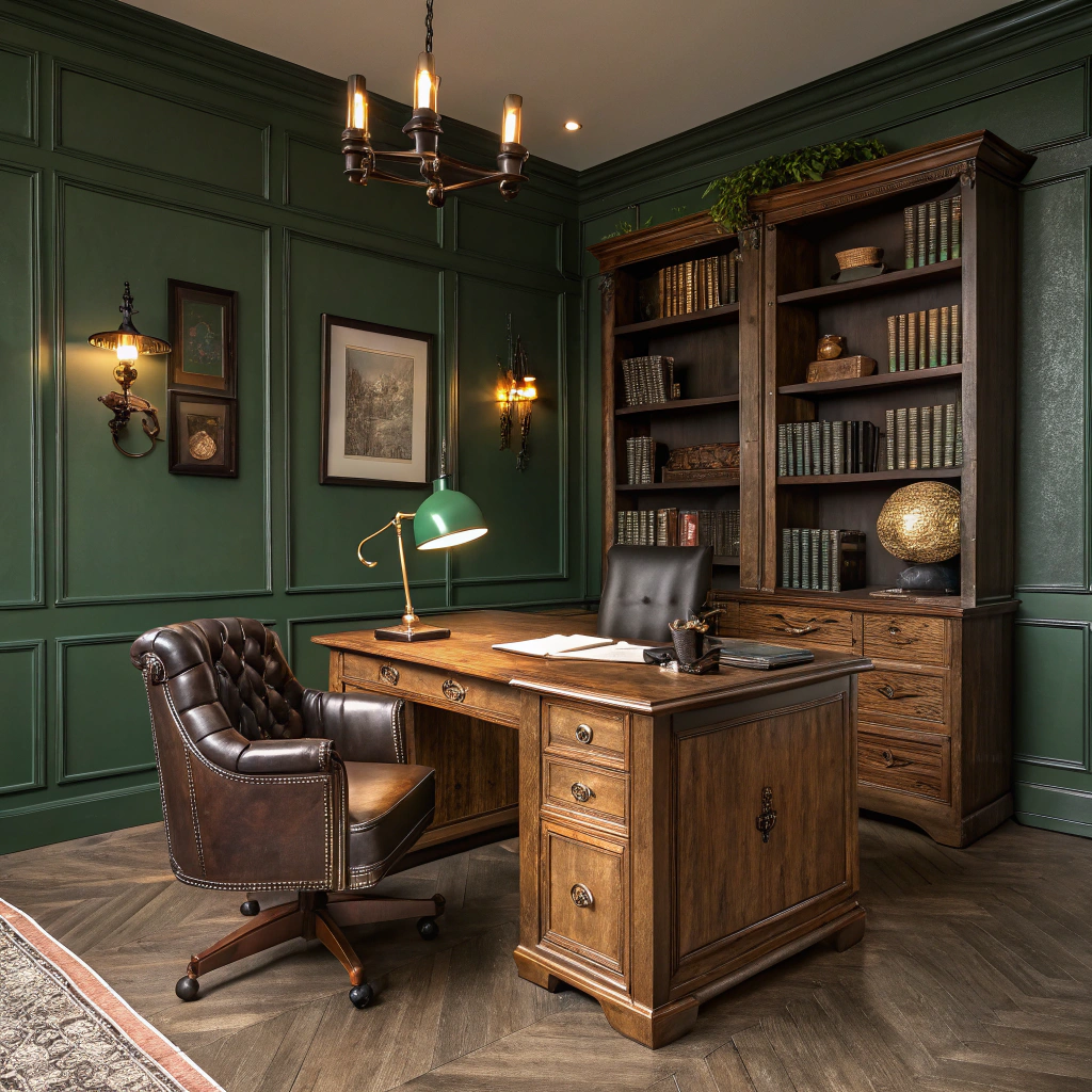 10. Integrate Vintage Elements for a Timeless Masculine Home Office