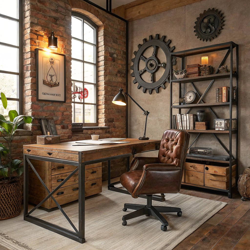 12. Industrial-Style Masculine Home Office