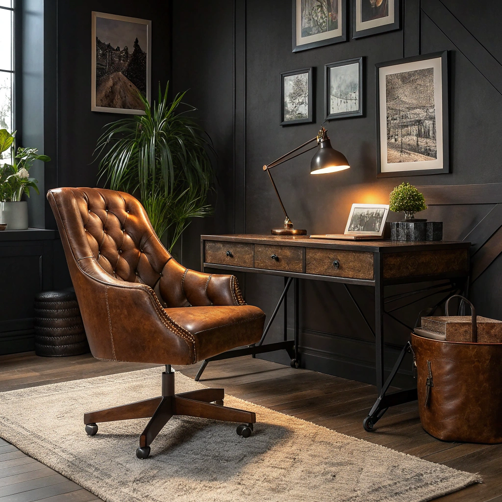 13. Vintage Leather Throne