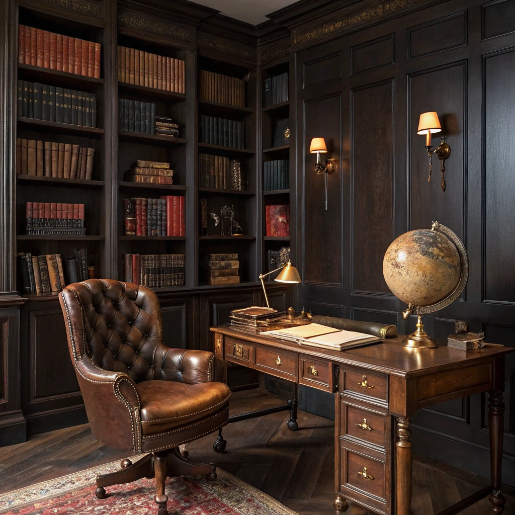 20. The Classic Library-Style Masculine Home Office