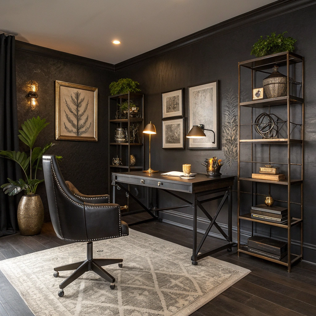 8. Dominating Dark Colors: The Black Home Office
