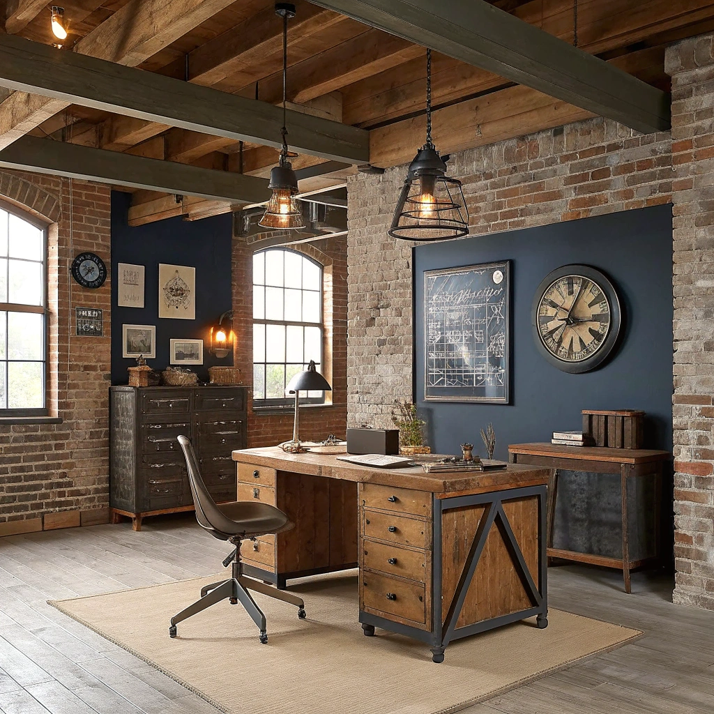 9. The Industrial Charm of a Masculine Home Office