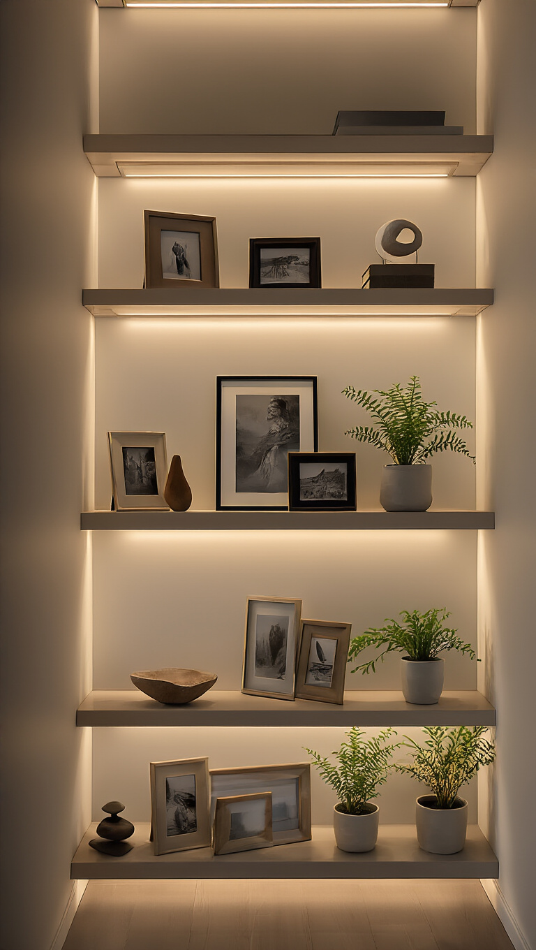 15. Feature a Floating Shelf Gallery
