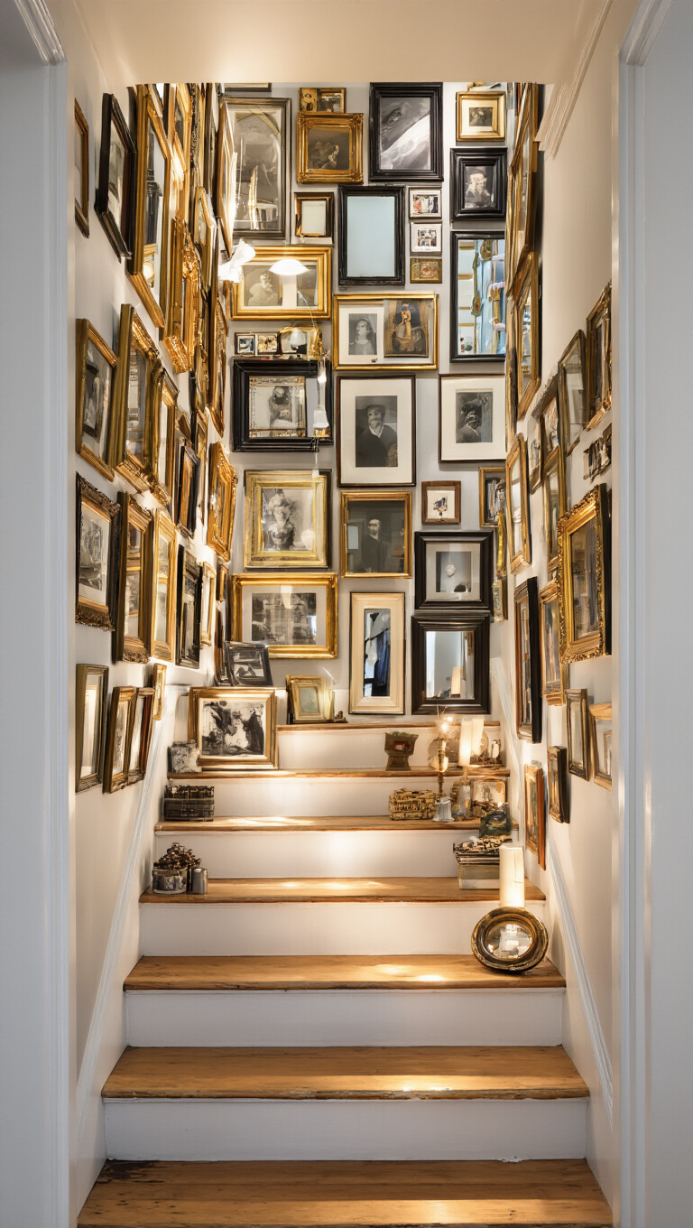 4. Curate an Eclectic Staircase Photo Mosaic