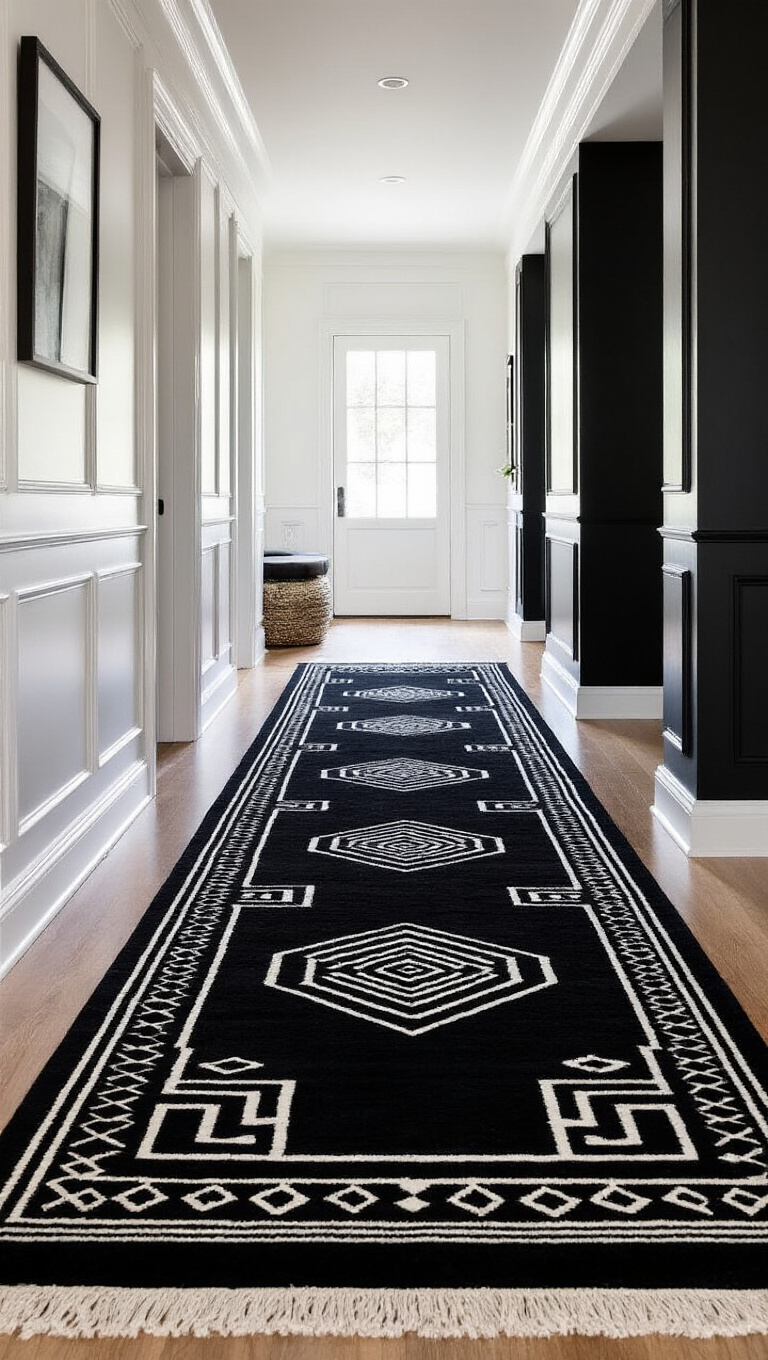 13. Texture Play with Black and White Rugs