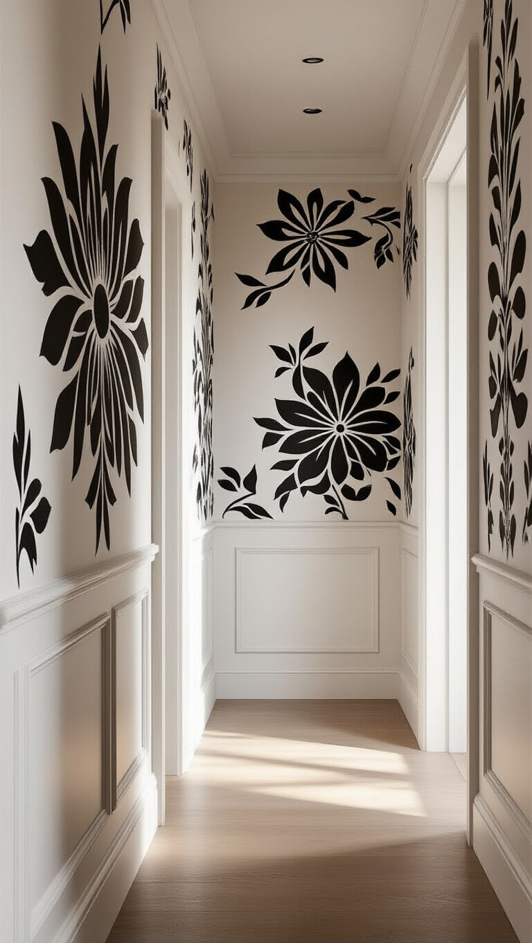 15. Artful Black and White Wall Stencils