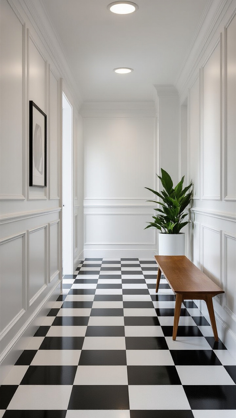 4. Bold Flooring Choices with Checkered Patterns