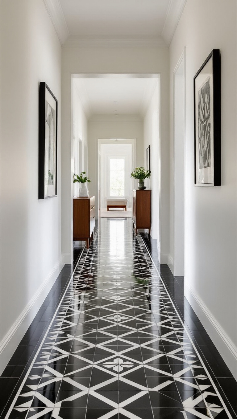 8. Classic Charm with Black and White Tile Borders