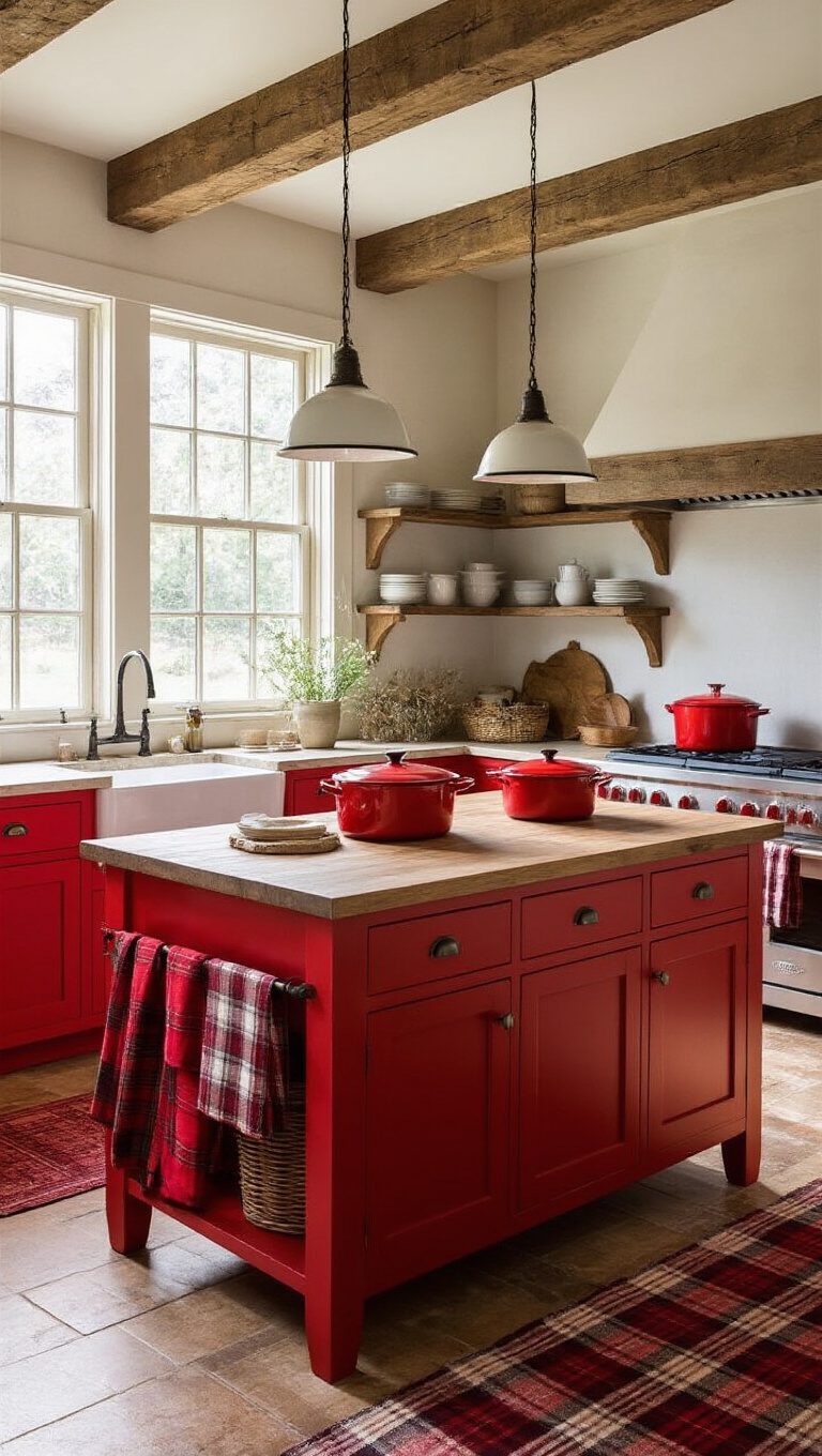 1. Rustic Charm with Red Accents