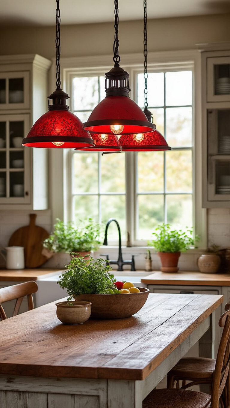 10. Enchanting Red Farmhouse Light Fixtures