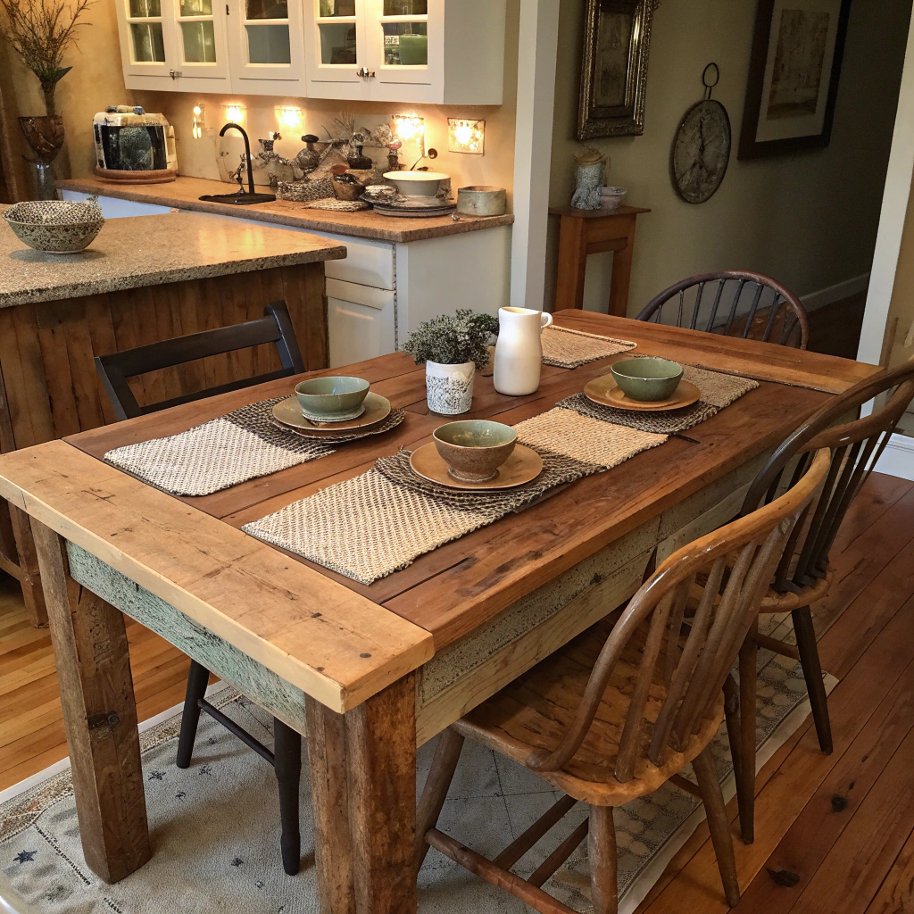 3. Reclaimed Wood Charm in Small Farmhouse Kitchen Tables
