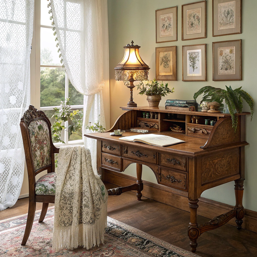 16. Charming Vintage-Inspired Workspace