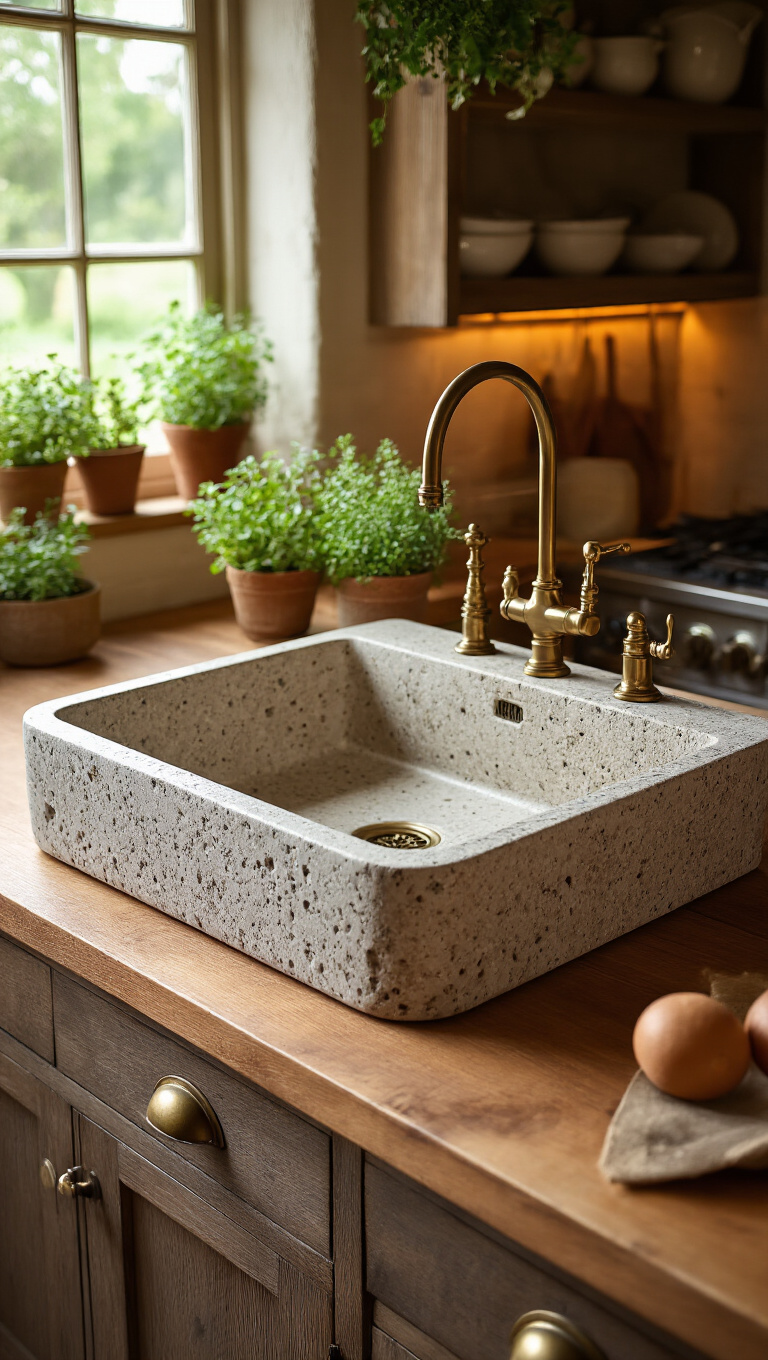 14. Textured Granite Sinks: Elegance Meets Endurance