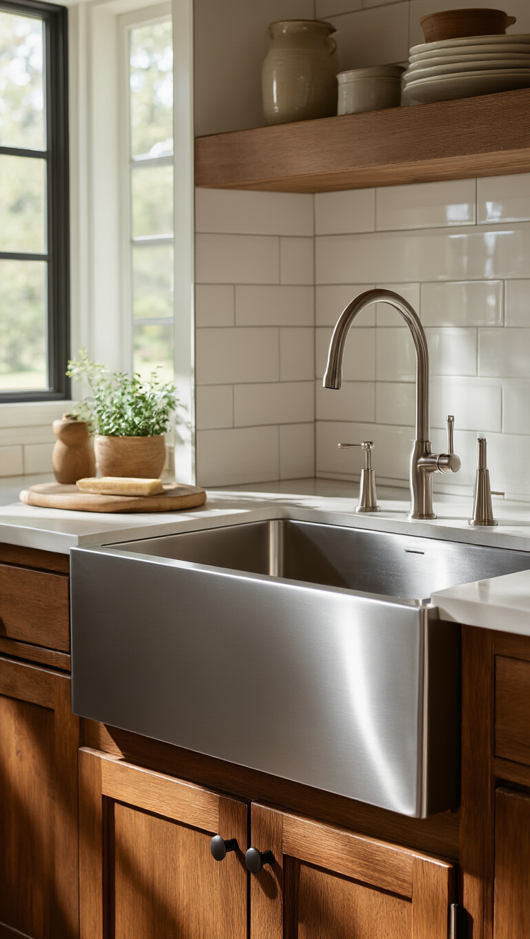 6. Stainless Steel Sinks: Modern Meets Vintage