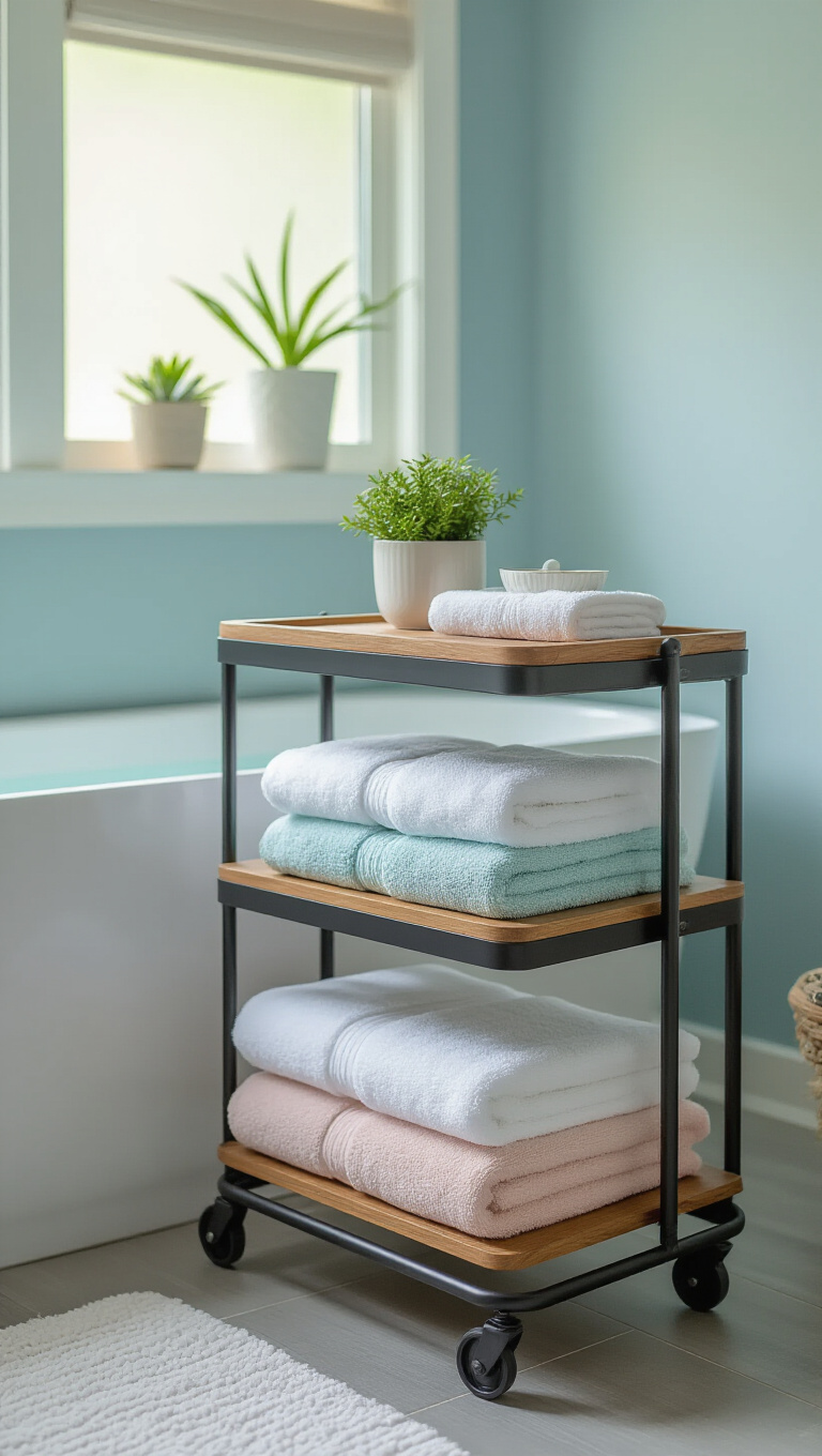 9. Rolling Carts for Mobile Towel Storage