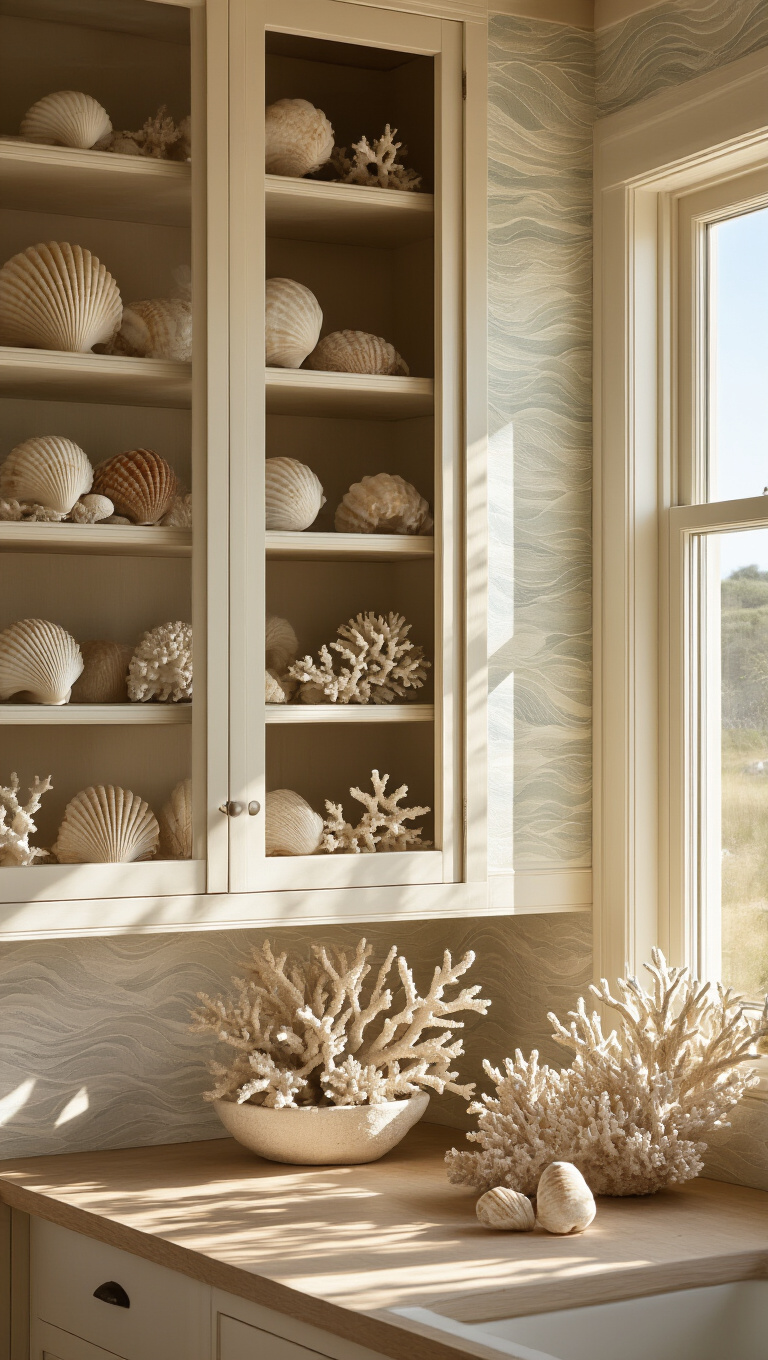 11. Display Coastal Treasures with Open Cabinets