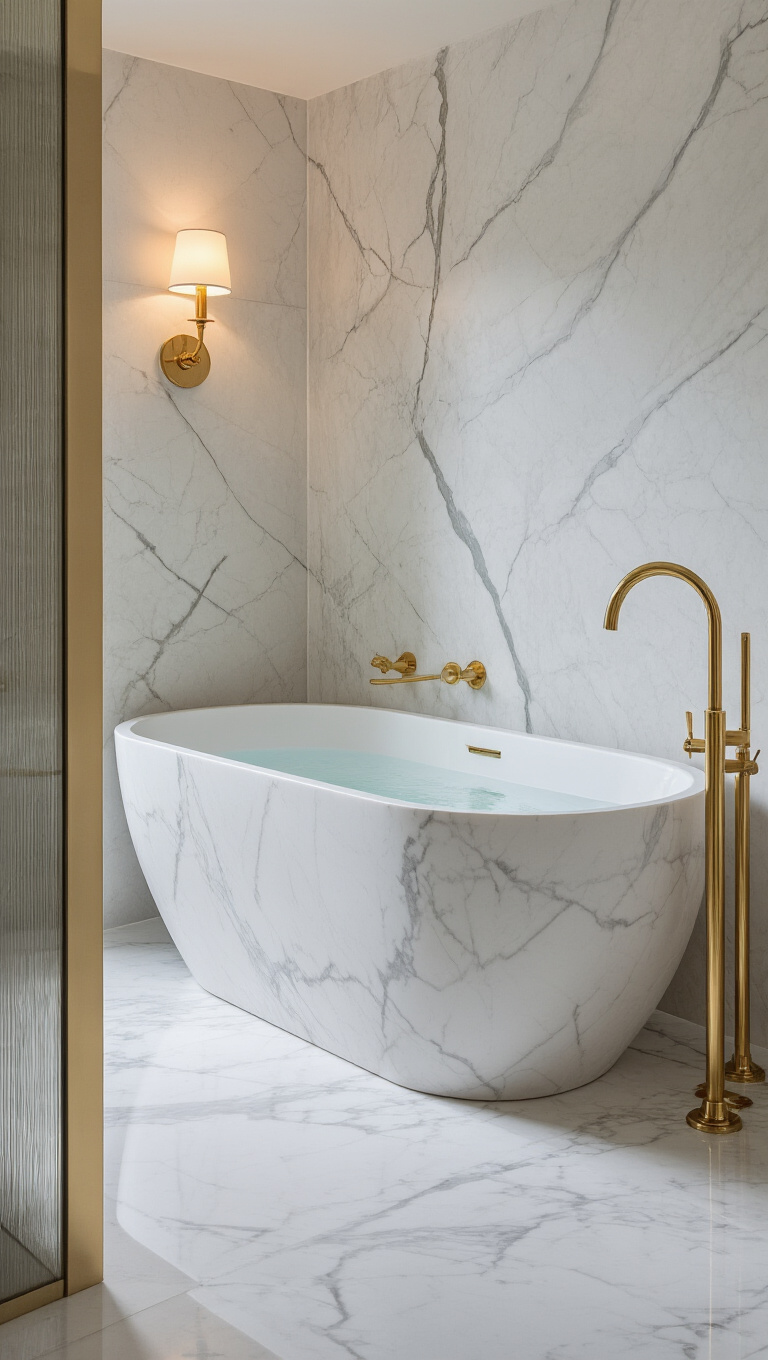 8. Luxurious Retreat with Marble and Gold Accents