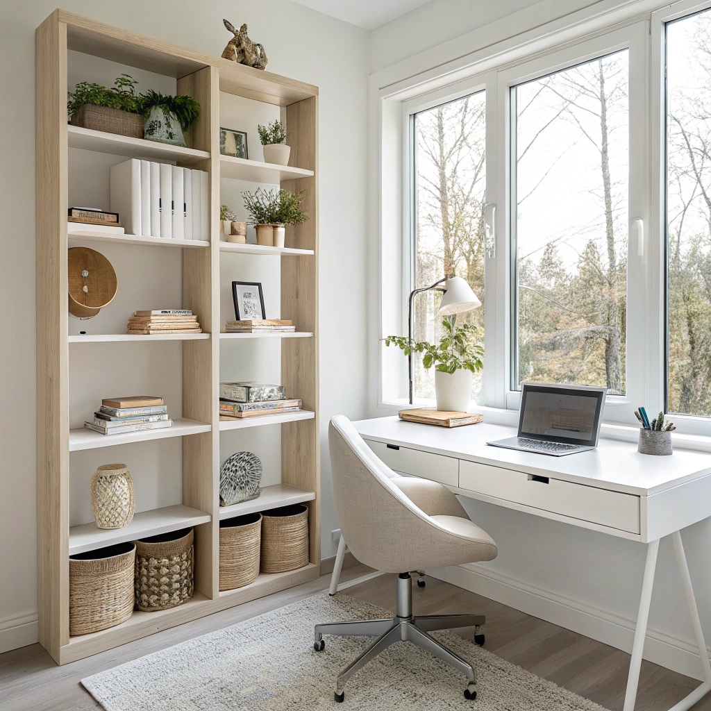 3. Embrace Open Shelving for a Clutter-Free Home Office Space