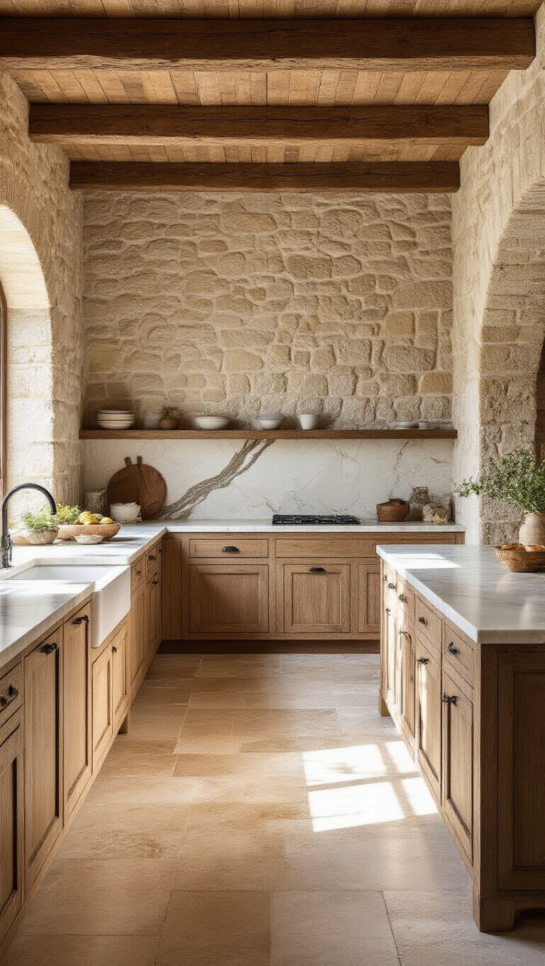 5. Stone and Marble Harmony for an Italian Farmhouse Kitchen