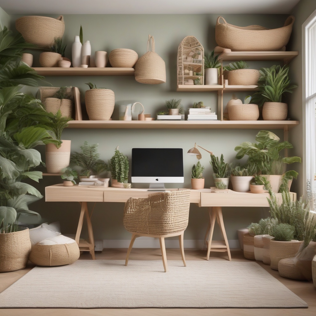 12. Incorporate Feminine Touches with Woven Baskets and Soft Textures