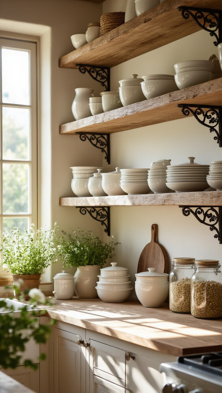 3. Open Shelving for a Rustic Display
