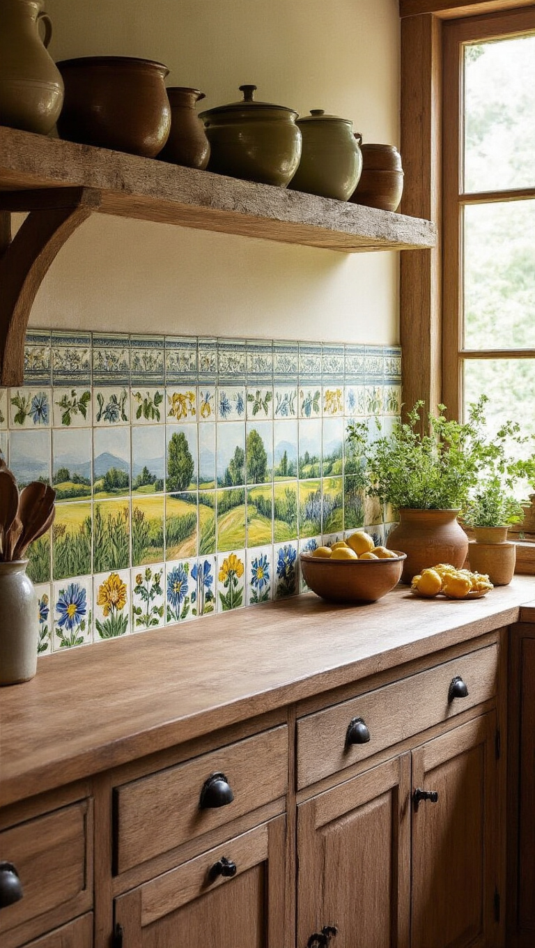10. Artistic Flair with Hand-Painted Ceramic Tiles