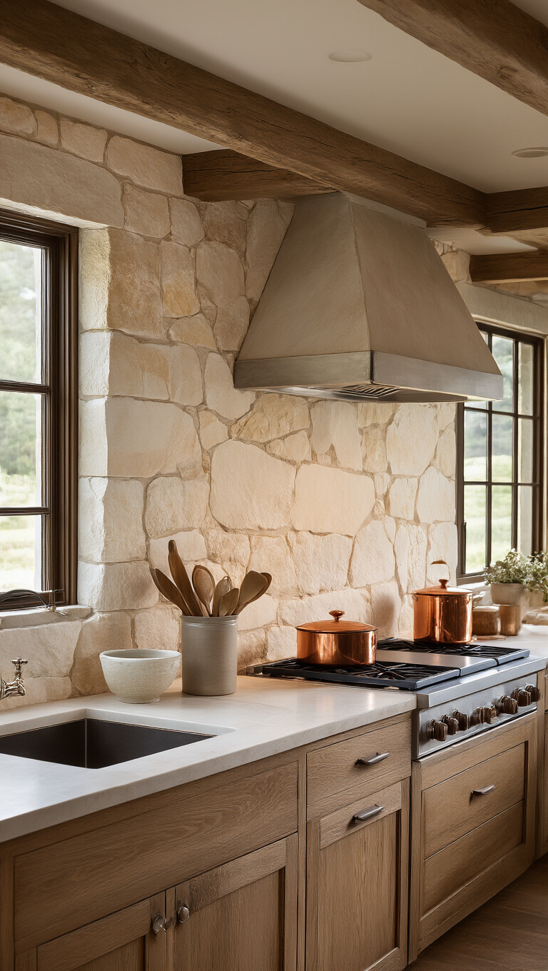 6. Elegant Stone Slabs for a Natural Touch