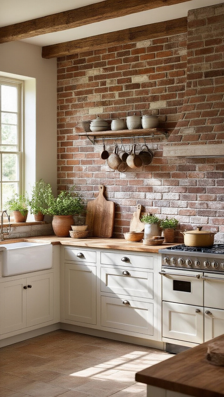 10. Two-Tone Brick Backsplash for Dynamic Flair