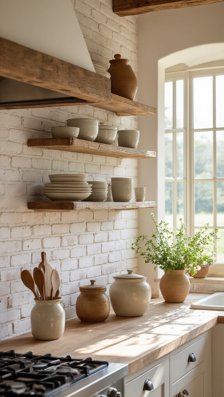 2. Whitewashed Brick for a Soft, Rustic Elegance