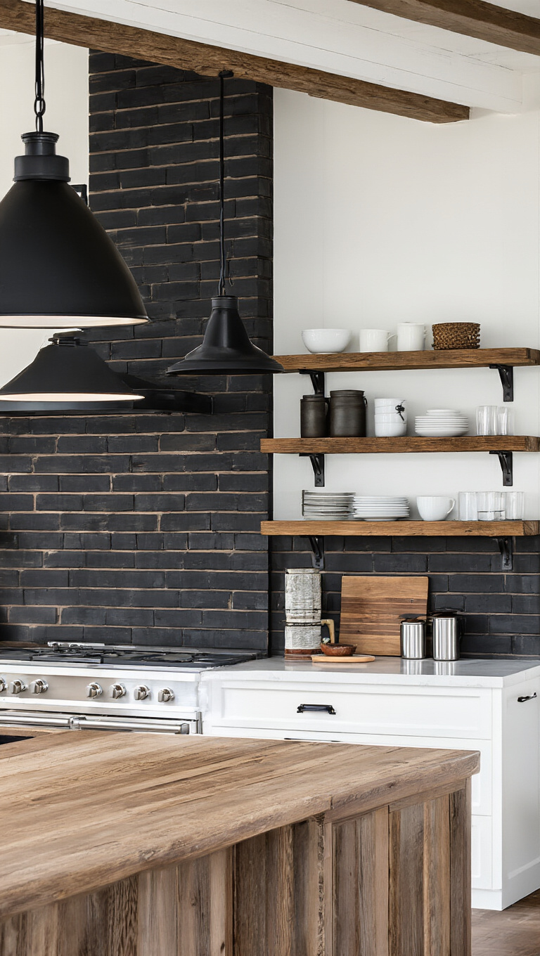 6. Sleek Industrial-Style Brick for Modern Rustic Fusion