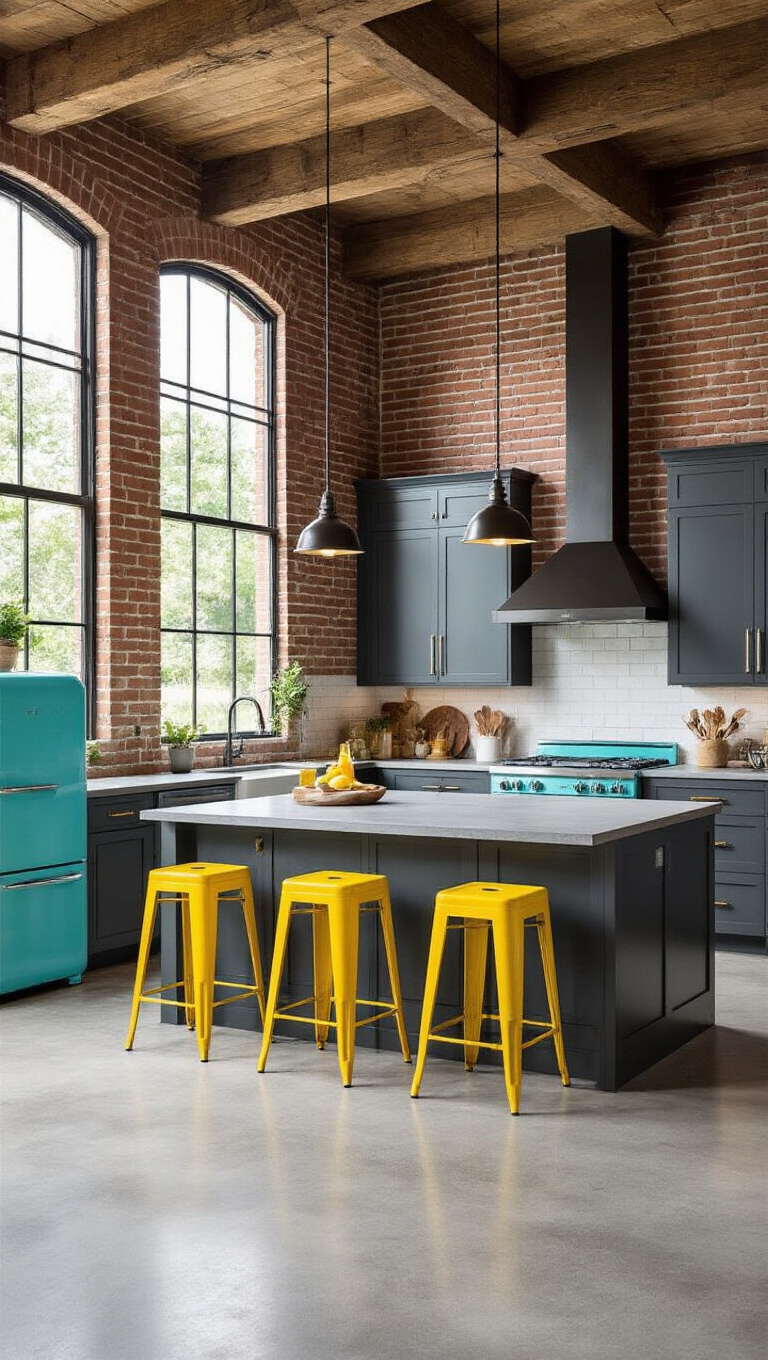 9. Industrial Grays with Splashes of Color