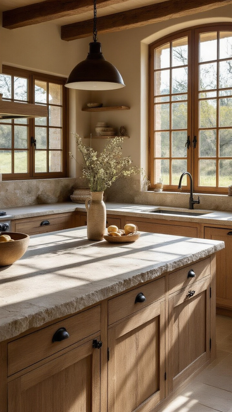 11. Accentuate with Rustic Natural Stone Countertops
