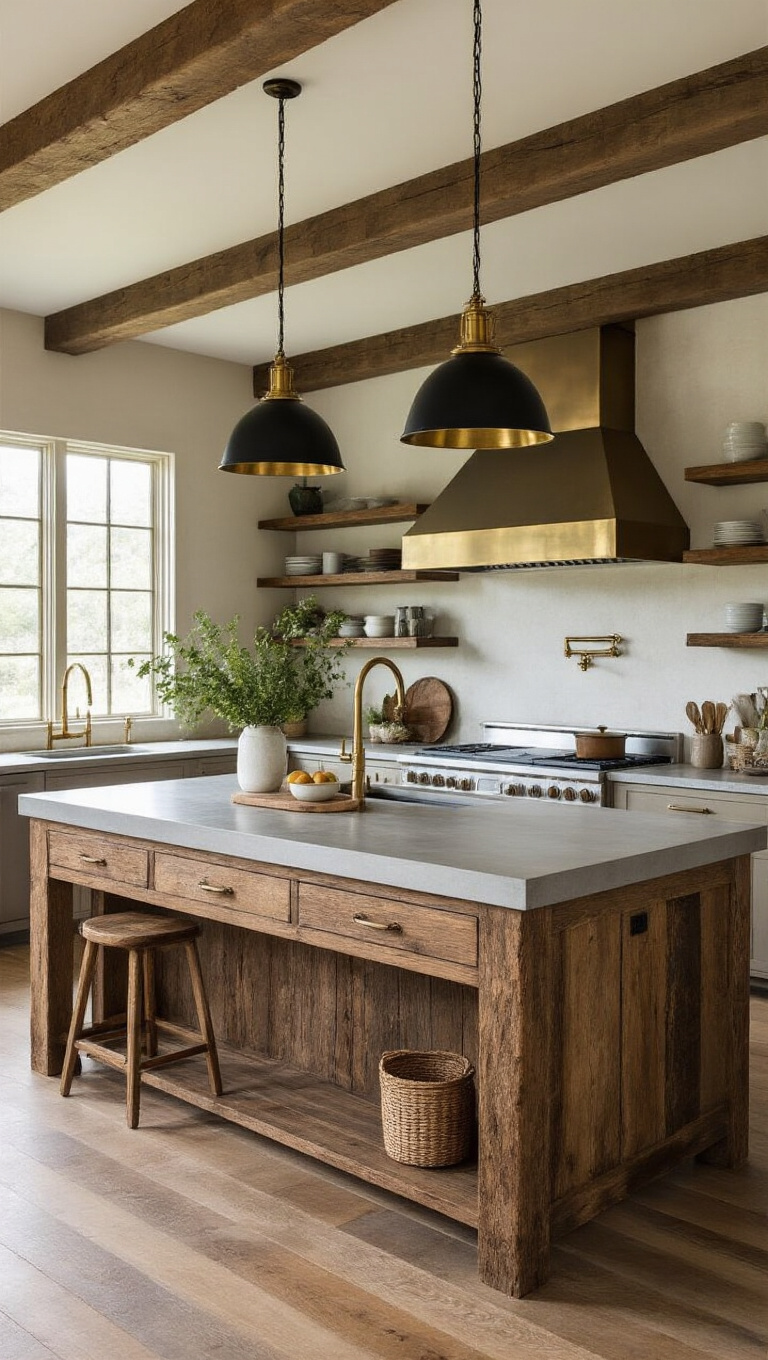 6. Mix Modern and Rustic Elements with a Kitchen Island