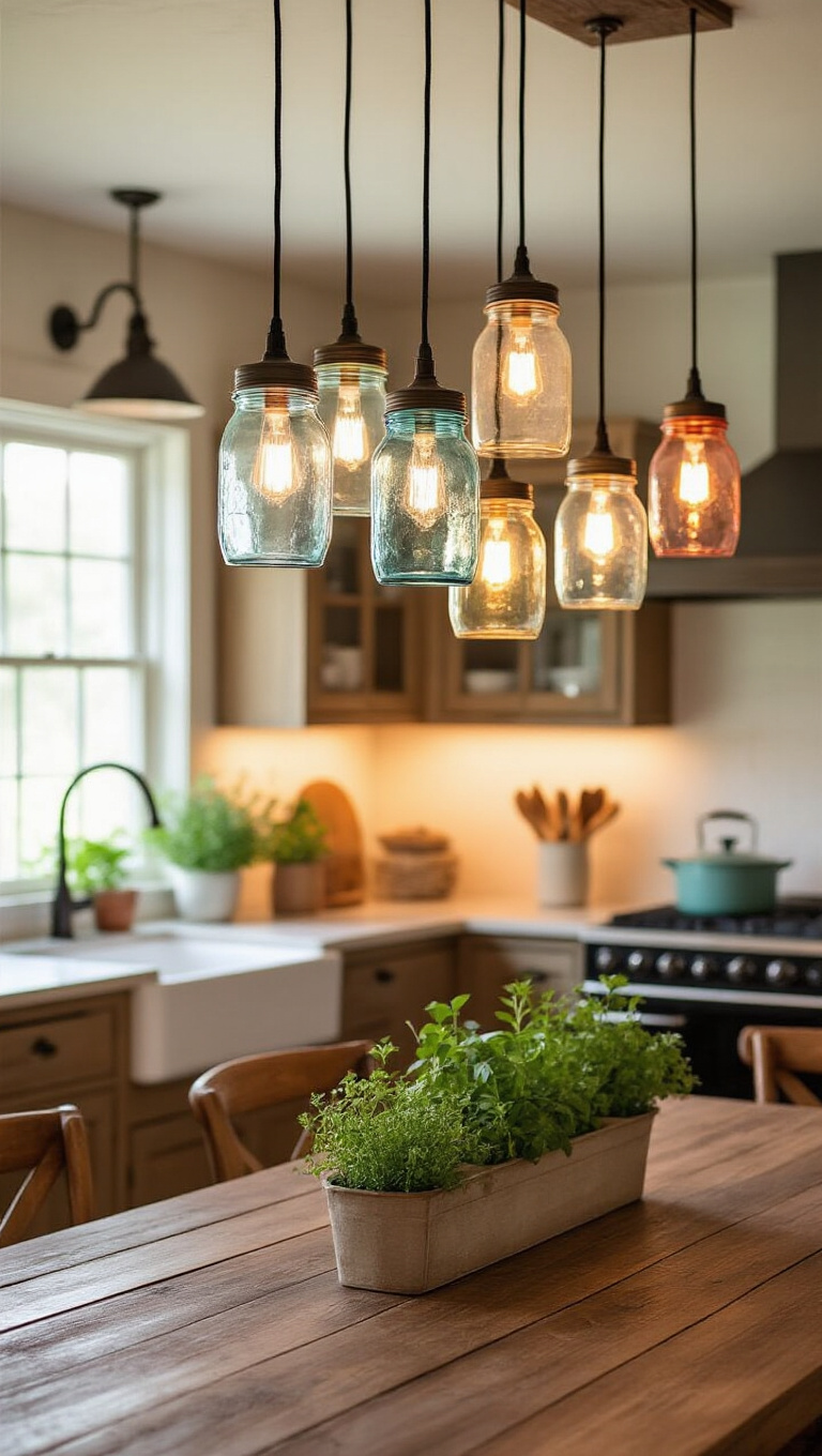 2. Illuminate with Mason Jar Fixtures