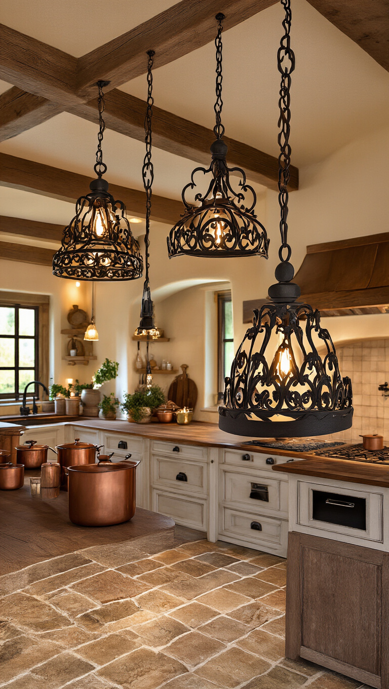 9. Enhance Ambiance with Wrought Iron Light Fixtures