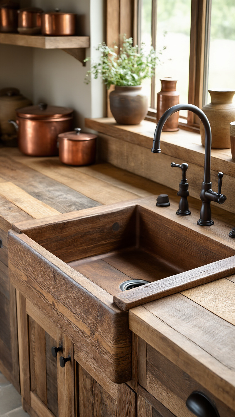 4. Reclaimed Wood Farmhouse Sink Kitchen for Sustainable Style