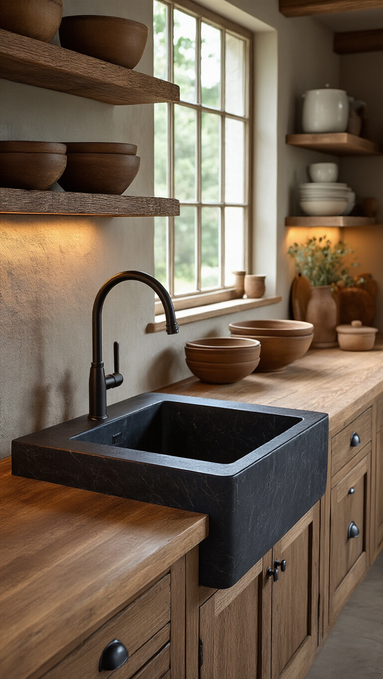6. Stunning Soapstone Farmhouse Sink for Timeless Sophistication