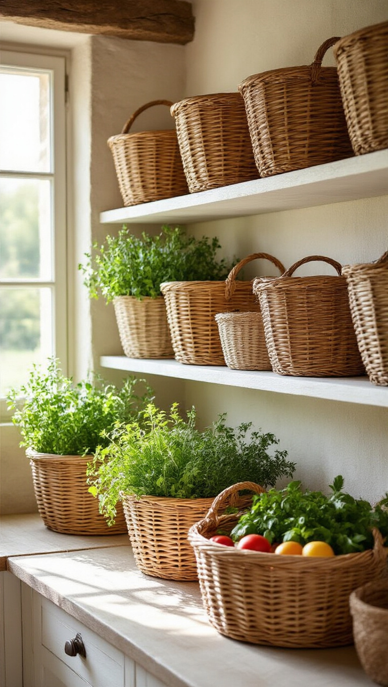 6. Infuse Country Charm with Wicker Baskets