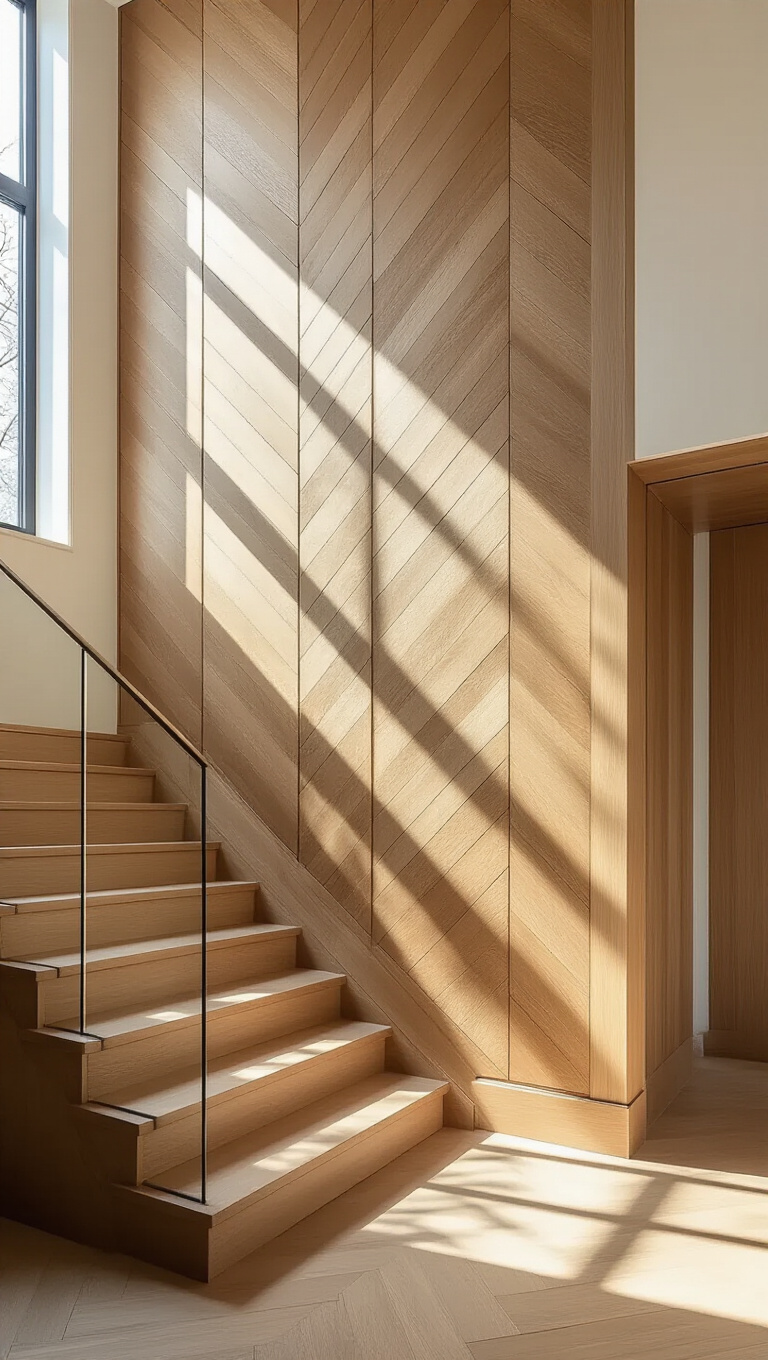 5. Herringbone Pattern Wood Hallway Panelling